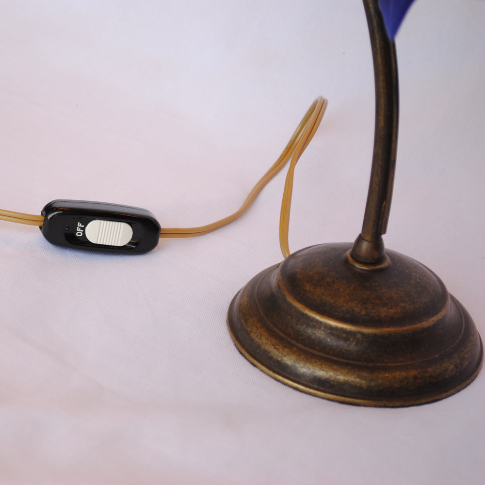 テーブルランプ シンプル デスクライト デスクランプ アールヌーボー ランプ ブルー フランス製 吹きガラスシェード ティエフ Tief 704137