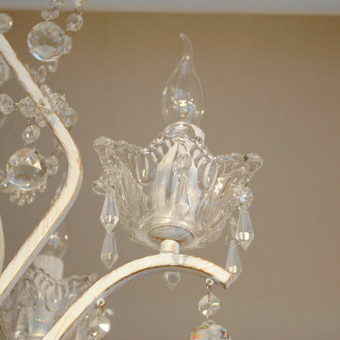 シャンデリアランプ おしゃれ ホワイト 6灯式 アイアン ガラスシェード 照明器具 カフェ ランプ クラシック エレガント ゴージャス 725039