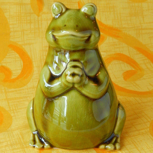 お帰りカエル かえる カエル オブジェ オーナメント 置物 置き物 雑貨 インテリア雑貨 陶器のオブジェ 蛙の置物 陶器製カエル フロッグ 01060-400G