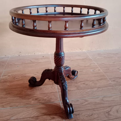 ティーテーブル テーブル サイドテーブル ランプテーブル マホガニー家具 アンティーク風家具 アンティーク調 マホガニー無垢材 バラスターテーブル 160005
