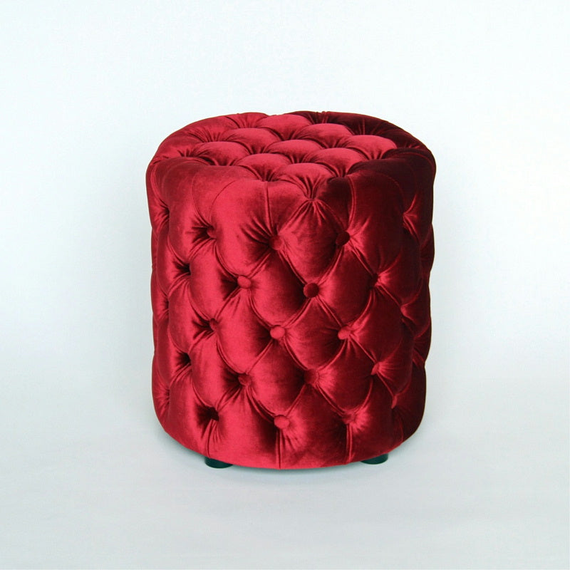 スツール シャビーシック ボタン留め レッド ベルベット フレンチスツール 椅子 赤 イタリアン フレンチ クラシック オットマン アンティーク調 姫系家具 221174
