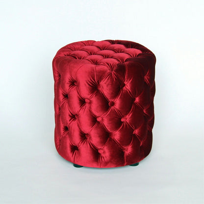 スツール シャビーシック ボタン留め レッド ベルベット フレンチスツール 椅子 赤 イタリアン フレンチ クラシック オットマン アンティーク調 姫系家具 221174