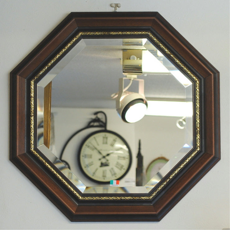 ウォールミラー おしゃれ 運気アップ鏡 鏡 壁掛け 正八角形 木製 茶 ミラー OT アンティーク イタリア製 ベルトーチ BERTOZZI 808290