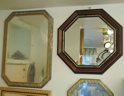 ウォールミラー おしゃれ 運気アップ鏡 鏡 壁掛け 正八角形 木製 茶 ミラー OT アンティーク イタリア製 ベルトーチ BERTOZZI 808290