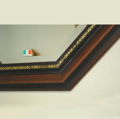 ウォールミラー おしゃれ 運気アップ鏡 鏡 壁掛け 正八角形 木製 茶 ミラー OT アンティーク イタリア製 ベルトーチ BERTOZZI 808290