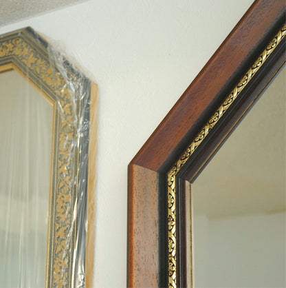 ウォールミラー おしゃれ 運気アップ鏡 鏡 壁掛け 正八角形 木製 茶 ミラー OT アンティーク イタリア製 ベルトーチ BERTOZZI 808290