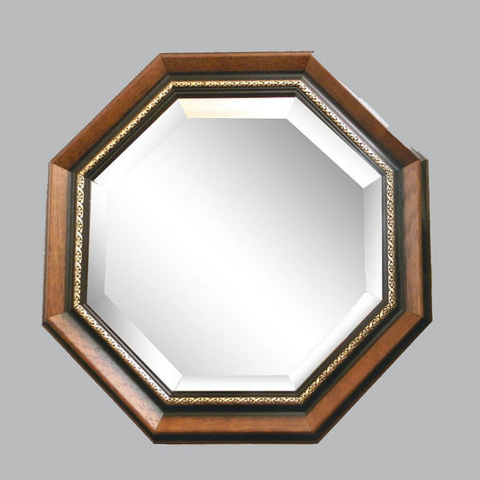 ウォールミラー おしゃれ 運気アップ鏡 鏡 壁掛け 正八角形 木製 茶 ミラー OT アンティーク イタリア製 ベルトーチ BERTOZZI 808290