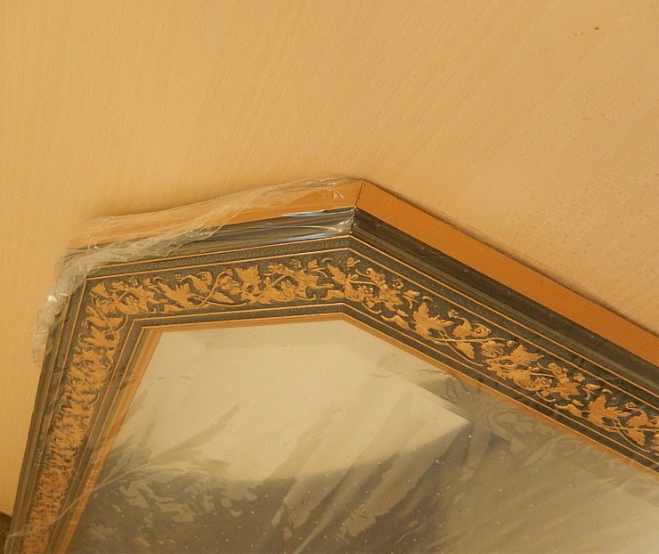 ウォール ミラー 壁掛け 鏡 八角 グリーン イタリアンブルー