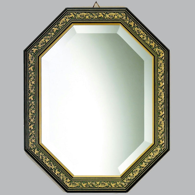 ウォールミラー おしゃれ 鏡 壁掛け 八角形 隅切り 木製 ミラー OT 青 アンティーク イタリア製 ベルトーチ BERTOZZI 808409