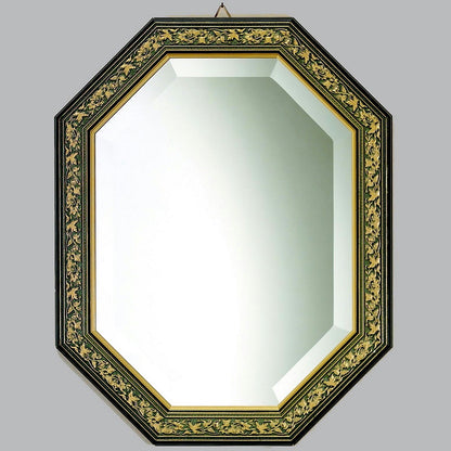 ウォールミラー おしゃれ 鏡 壁掛け 八角形 隅切り 木製 ミラー OT 青 アンティーク イタリア製 ベルトーチ BERTOZZI 808409