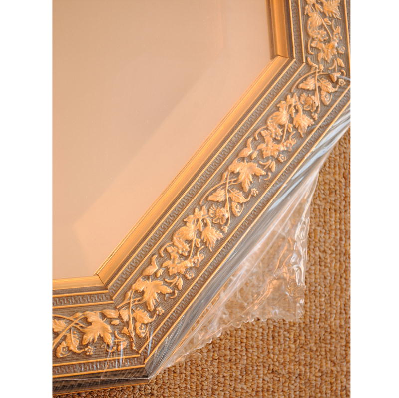 ウォールミラー おしゃれ 鏡 壁掛け 八角形 隅切り 木製 ミラー OT 青 アンティーク イタリア製 ベルトーチ BERTOZZI 808409