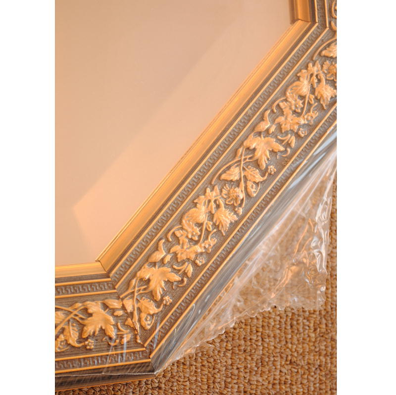 ウォールミラー おしゃれ 鏡 壁掛け 八角形 隅切り 木製 ミラー OT 青 アンティーク イタリア製 ベルトーチ BERTOZZI 808409