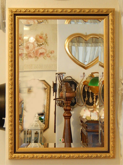 ウォールミラー おしゃれ 鏡 壁掛け 長方形 スクエア 木製 ミラー RT 金 黒 アンティーク イタリア製 ベルトッツィ BERTOZZI 808436