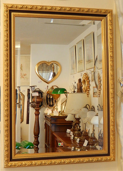 ウォールミラー おしゃれ 鏡 壁掛け 長方形 スクエア 木製 ミラー RT 金 黒 アンティーク イタリア製 ベルトッツィ BERTOZZI 808436