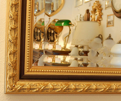 ウォールミラー おしゃれ 鏡 壁掛け 長方形 スクエア 木製 ミラー RT 金 黒 アンティーク イタリア製 ベルトッツィ BERTOZZI 808436