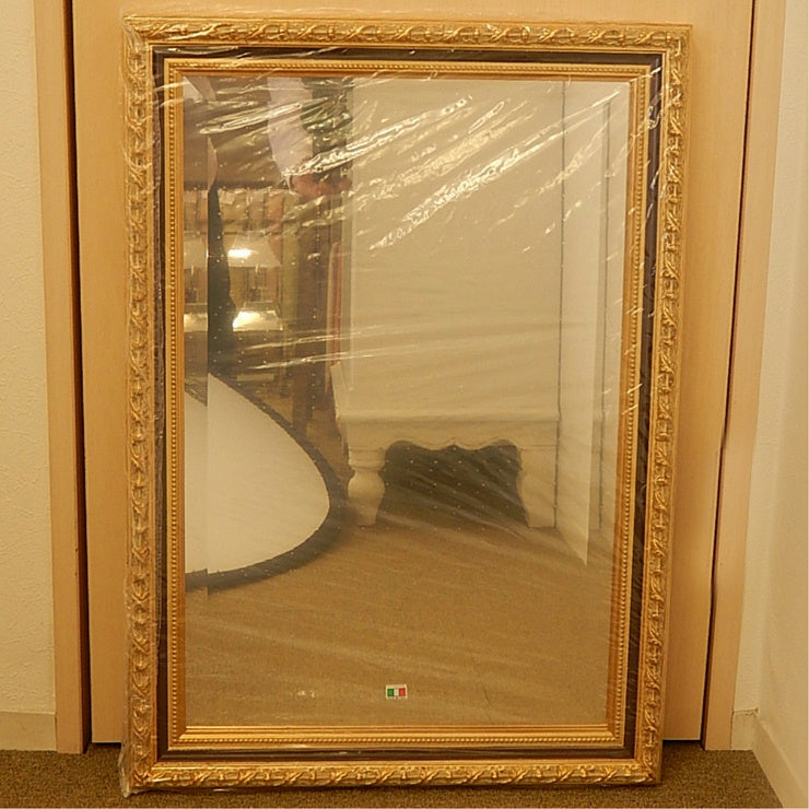 ウォールミラー おしゃれ 鏡 壁掛け 長方形 スクエア 木製 ミラー RT 金 黒 アンティーク イタリア製 ベルトッツィ BERTOZZI 808436