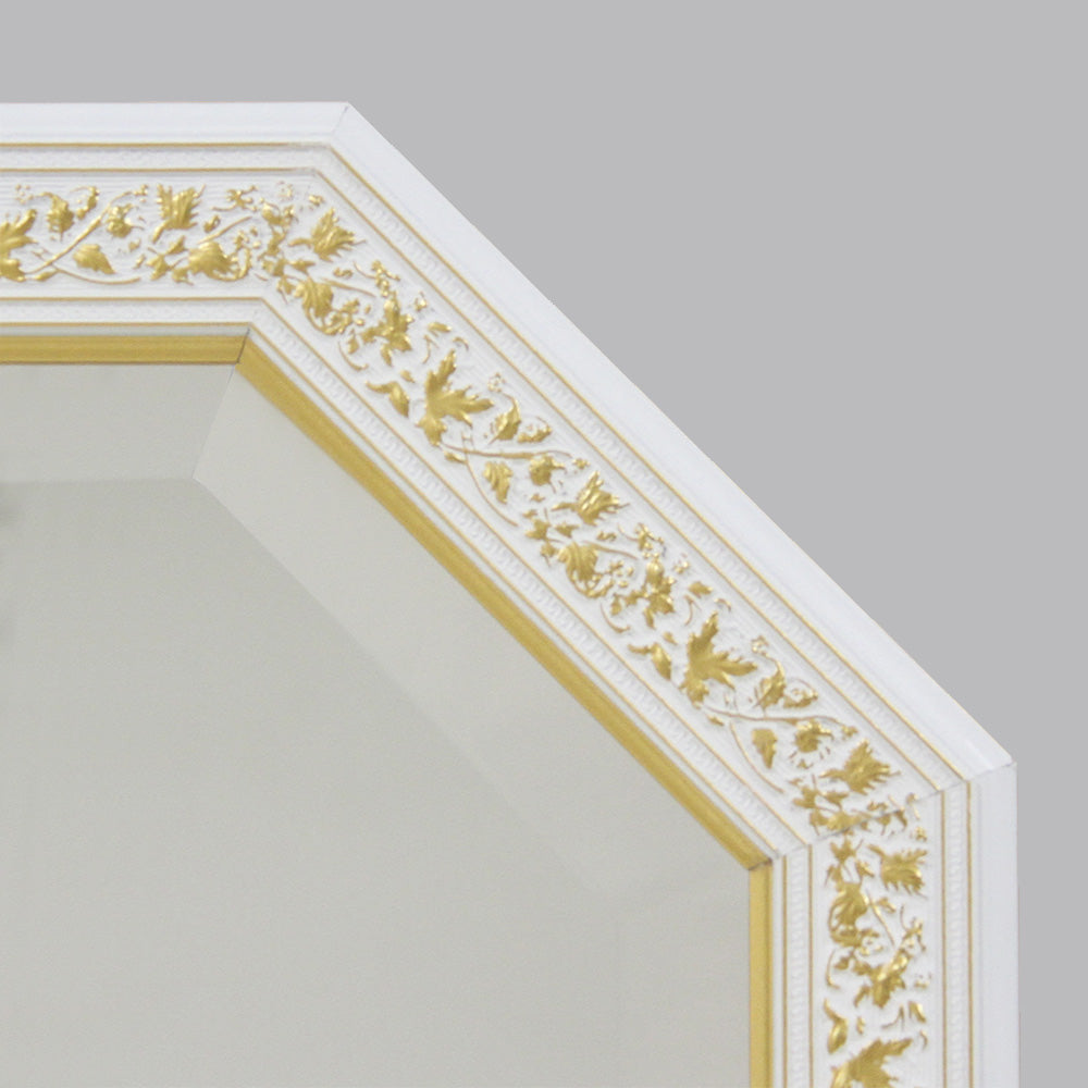 ウォールミラー おしゃれ 鏡 壁掛け 八角形 隅切り 木製 ミラー OT 白 ホワイト ゴールド アンティーク イタリア製 ベルトーチ BERTOZZI 808839