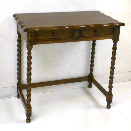 コンソールテーブル デスク型コンソールテーブル オーク無垢材家具 木製 ライティングデスク ドレッサー 英国様式 ツイストレッグ ねじり棒 アンティーク風家具 クラシックスタイル家具 輸入家具 1136005