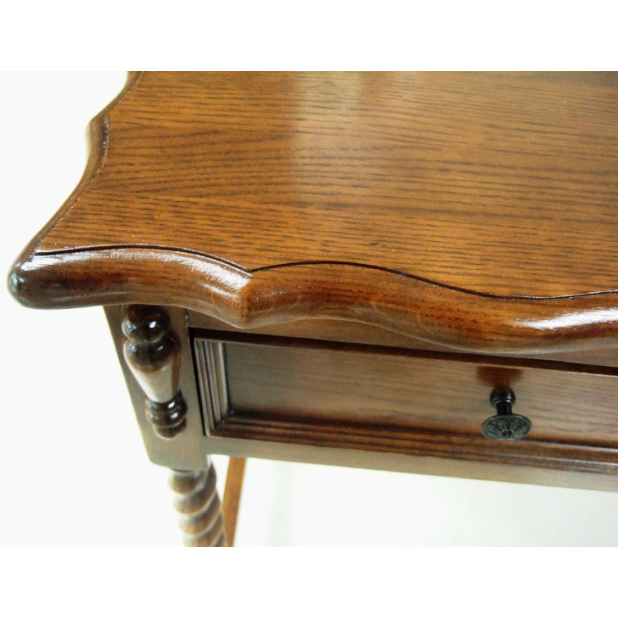 コンソールテーブル デスク型コンソールテーブル オーク無垢材家具 木製 ライティングデスク ドレッサー 英国様式 ツイストレッグ ねじり棒 アンティーク風家具 クラシックスタイル家具 輸入家具 1136005