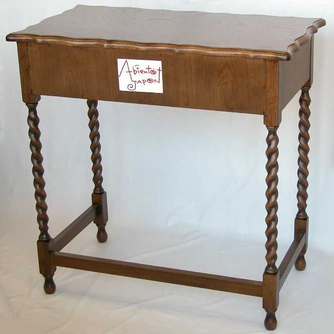 コンソールテーブル デスク型コンソールテーブル オーク無垢材家具 木製 ライティングデスク ドレッサー 英国様式 ツイストレッグ ねじり棒 アンティーク風家具 クラシックスタイル家具 輸入家具 1136005