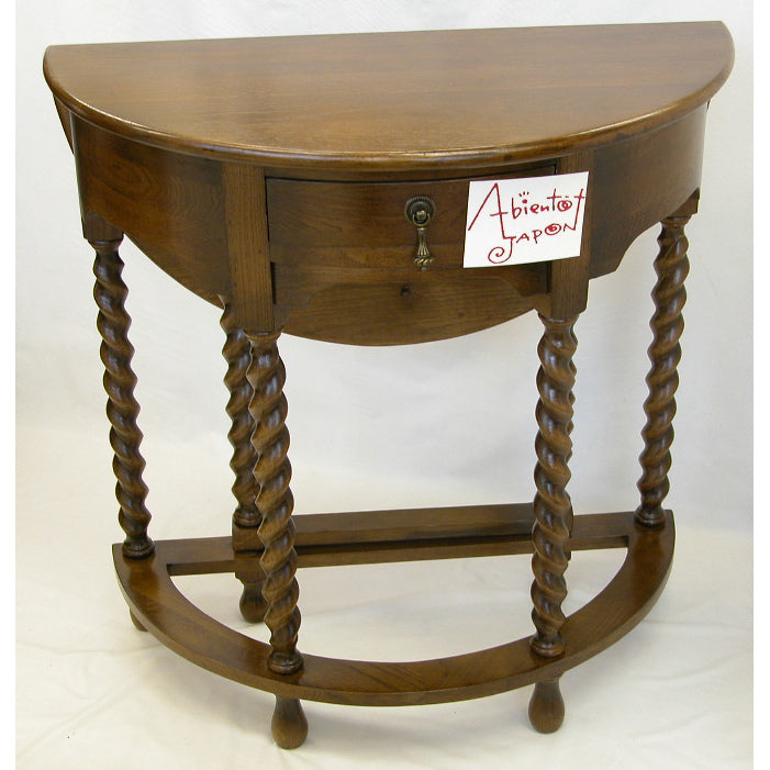 コンソールテーブル ダイニングテーブル 丸テーブル バタフライテーブル オーク家具 ツイストエンド クラシック家具 アンティーク風家具 訳有り特価品 1136013