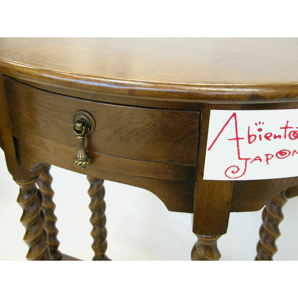 コンソールテーブル ダイニングテーブル 丸テーブル バタフライテーブル オーク家具 ツイストエンド クラシック家具 アンティーク風家具 訳有り特価品 1136013