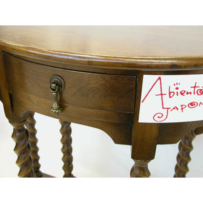 コンソールテーブル ダイニングテーブル 丸テーブル バタフライテーブル オーク家具 ツイストエンド クラシック家具 アンティーク風家具 訳有り特価品 1136013