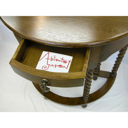 コンソールテーブル ダイニングテーブル 丸テーブル バタフライテーブル オーク家具 ツイストエンド クラシック家具 アンティーク風家具 訳有り特価品 1136013