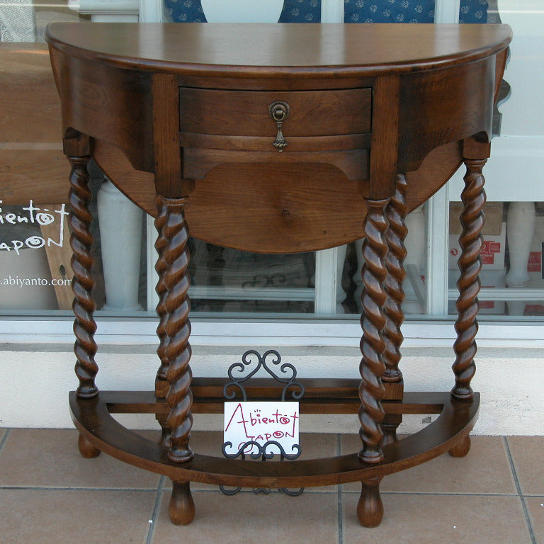 コンソールテーブル ダイニングテーブル 丸テーブル バタフライテーブル オーク家具 ツイストエンド クラシック家具 アンティーク風家具 訳有り特価品 1136013