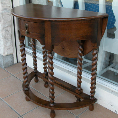 コンソールテーブル ダイニングテーブル 丸テーブル バタフライテーブル オーク家具 ツイストエンド クラシック家具 アンティーク風家具 訳有り特価品 1136013