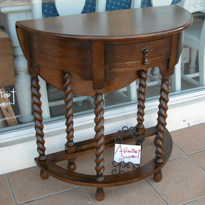 コンソールテーブル ダイニングテーブル 丸テーブル バタフライテーブル オーク家具 ツイストエンド クラシック家具 アンティーク風家具 訳有り特価品 1136013