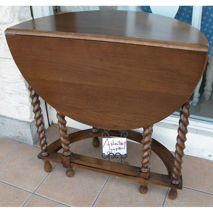 コンソールテーブル ダイニングテーブル 丸テーブル バタフライテーブル オーク家具 ツイストエンド クラシック家具 アンティーク風家具 訳有り特価品 1136013