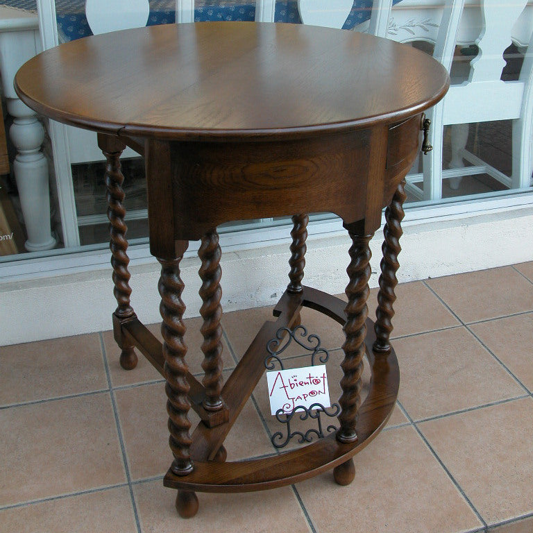 コンソールテーブル ダイニングテーブル 丸テーブル バタフライテーブル オーク家具 ツイストエンド クラシック家具 アンティーク風家具 訳有り特価品 1136013