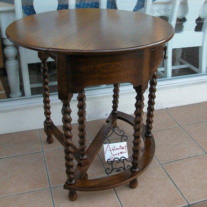 コンソールテーブル ダイニングテーブル 丸テーブル バタフライテーブル オーク家具 ツイストエンド クラシック家具 アンティーク風家具 訳有り特価品 1136013