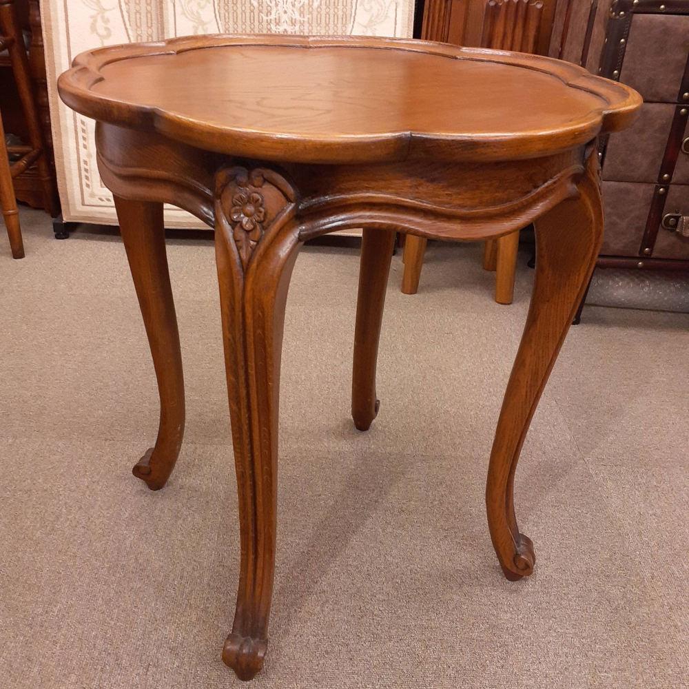 ランプテーブル サイドテーブル 丸 ラウンド エッジ付き テーブル おしゃれ オーク 無垢材 木製 仏国様式 スタイル クラシック 輸入家具 1136015