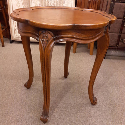 ランプテーブル サイドテーブル 丸 ラウンド エッジ付き テーブル おしゃれ オーク 無垢材 木製 仏国様式 スタイル クラシック 輸入家具 1136015