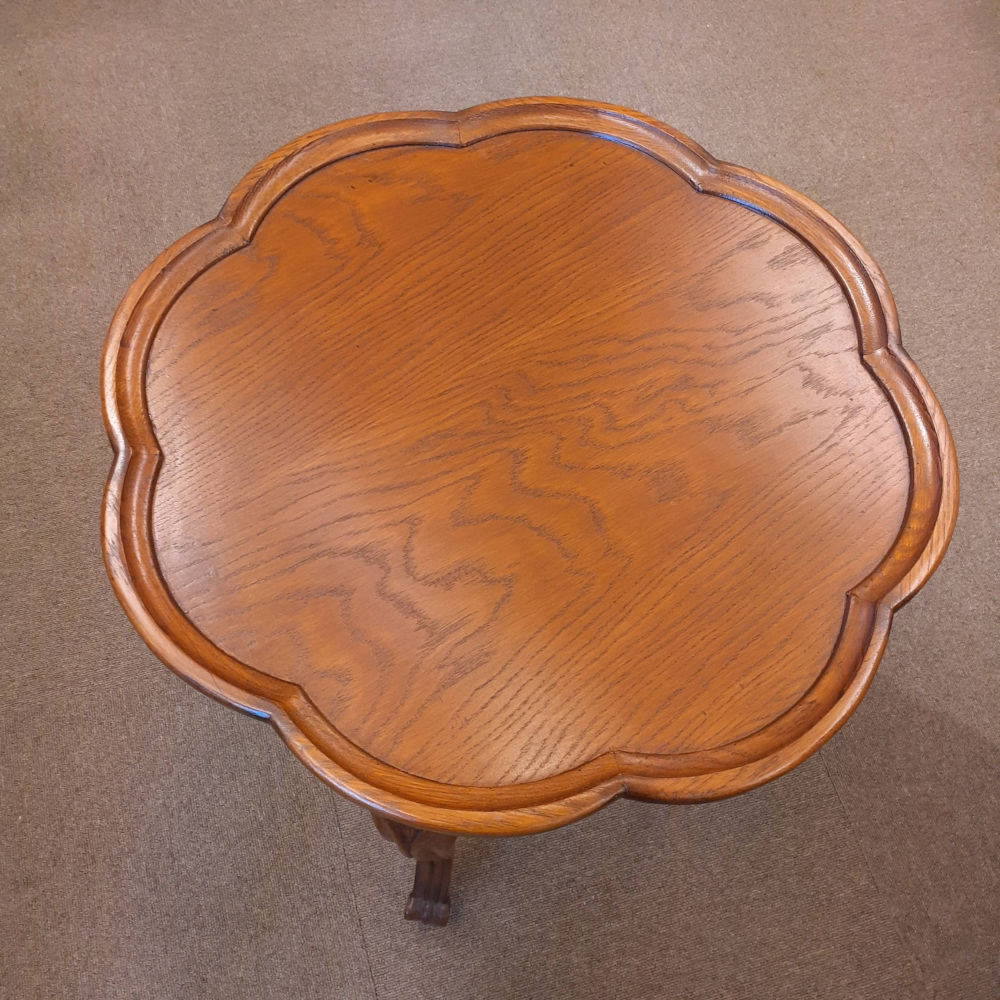 ランプテーブル サイドテーブル 丸 ラウンド エッジ付き テーブル おしゃれ オーク 無垢材 木製 仏国様式 スタイル クラシック 輸入家具 1136015