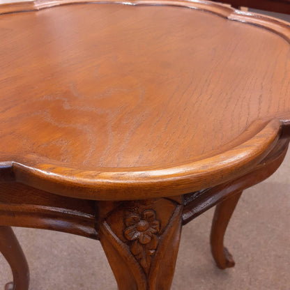 ランプテーブル サイドテーブル 丸 ラウンド エッジ付き テーブル おしゃれ オーク 無垢材 木製 仏国様式 スタイル クラシック 輸入家具 1136015