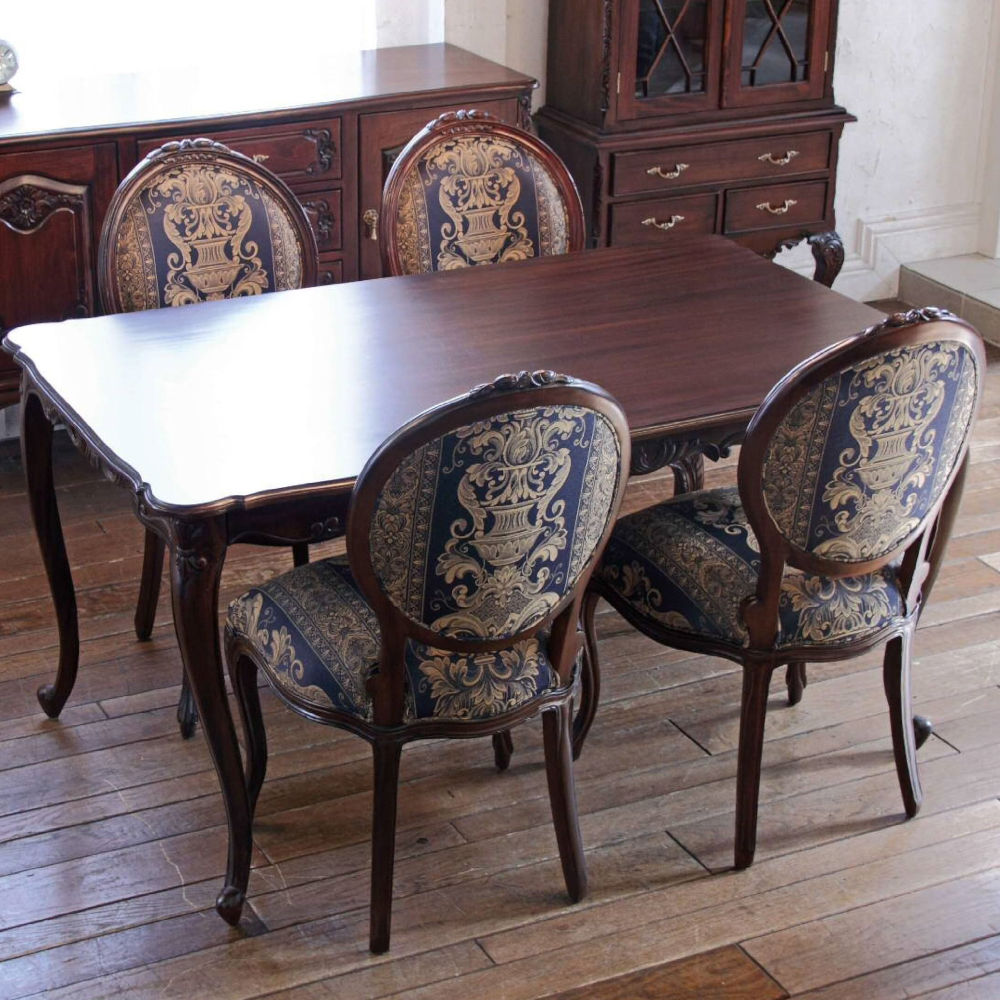 ダイニングテーブル テーブル レキュタングラーテーブル アンティーク調 マホガニー材 カブリオールレッグ 猫脚 クイーンアン様式 ヘッペルホワイト様式 117004