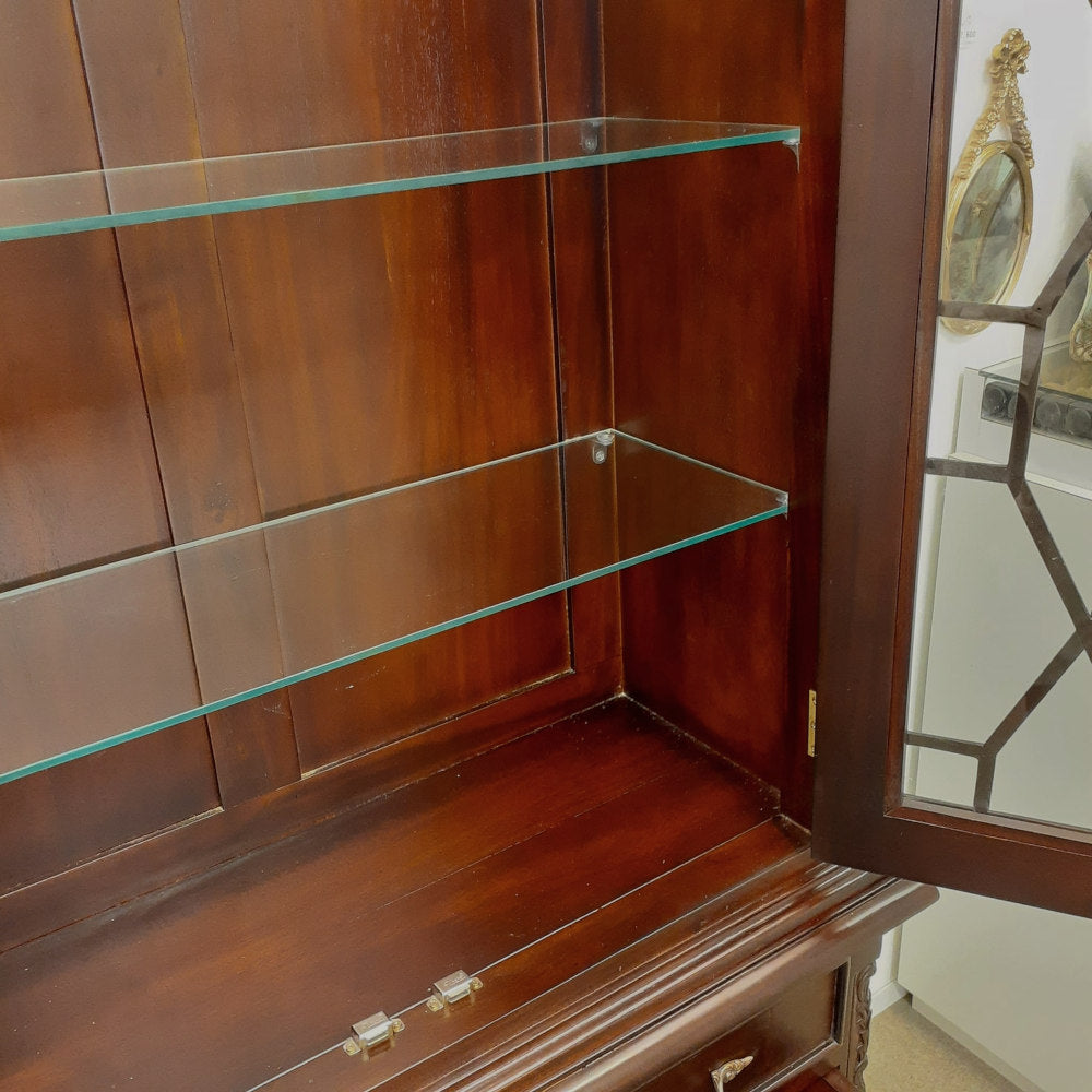 キャビネット ショーケース アンティーク風家具 ディスプレイキャビネット クイーンアン様式キャビネット マホガニーキャビネット アンティーク風 117013