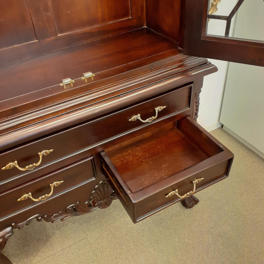 キャビネット ショーケース アンティーク風家具 ディスプレイキャビネット クイーンアン様式キャビネット マホガニーキャビネット アンティーク風 117013