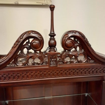 キャビネット ショーケース アンティーク風家具 ディスプレイキャビネット クイーンアン様式キャビネット マホガニーキャビネット アンティーク風 117013