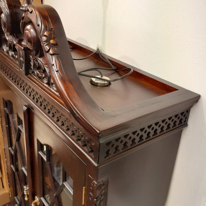 キャビネット ショーケース アンティーク風家具 ディスプレイキャビネット クイーンアン様式キャビネット マホガニーキャビネット アンティーク風 117013