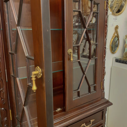 キャビネット ショーケース アンティーク風家具 ディスプレイキャビネット クイーンアン様式キャビネット マホガニーキャビネット アンティーク風 117013