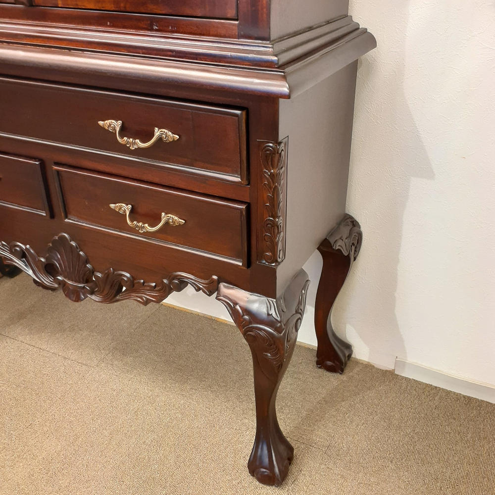 キャビネット ショーケース アンティーク風家具 ディスプレイキャビネット クイーンアン様式キャビネット マホガニーキャビネット アンティーク風 117013