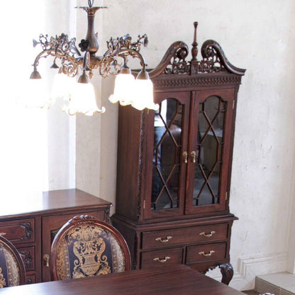 キャビネット ショーケース アンティーク風家具 ディスプレイキャビネット クイーンアン様式キャビネット マホガニーキャビネット アンティーク風 117013