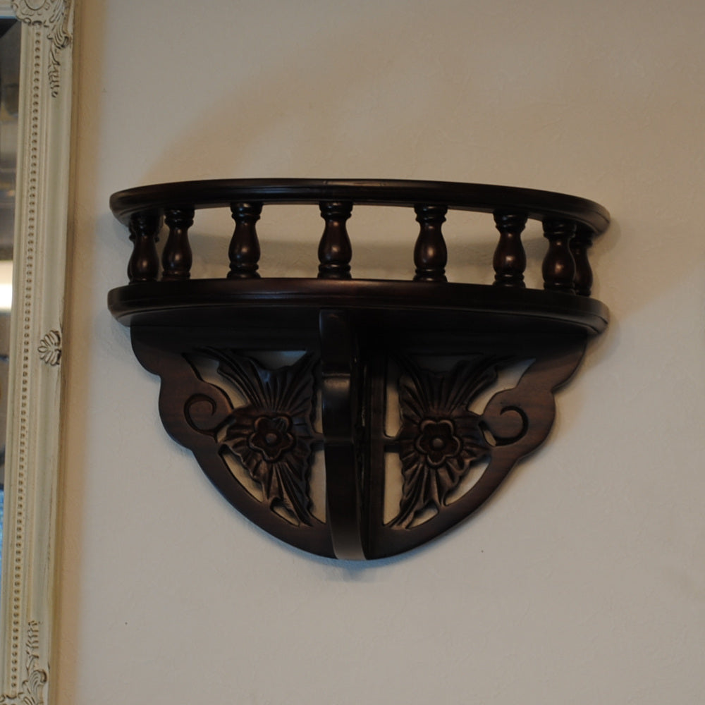 ウォールシェルフ 壁掛け棚 おしゃれ 英国アンティーク調 木製 マホガニー アンティーク風家具 雑貨 クラシック アンティーク調 117020