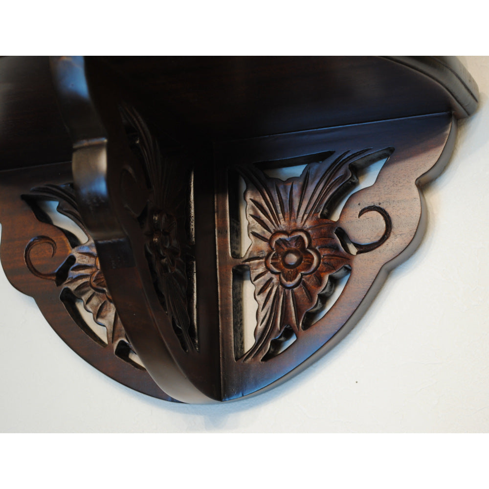 ウォールシェルフ 壁掛け棚 おしゃれ 英国アンティーク調 木製 マホガニー アンティーク風家具 雑貨 クラシック アンティーク調 117020