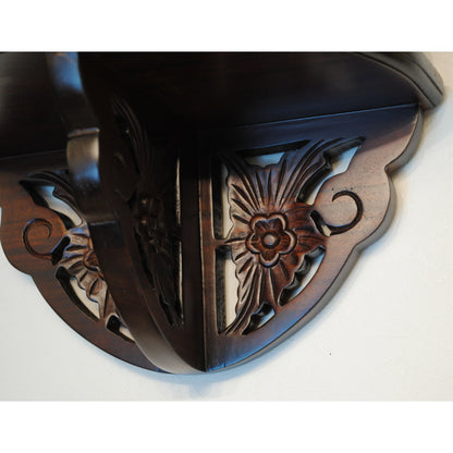 ウォールシェルフ 壁掛け棚 おしゃれ 英国アンティーク調 木製 マホガニー アンティーク風家具 雑貨 クラシック アンティーク調 117020