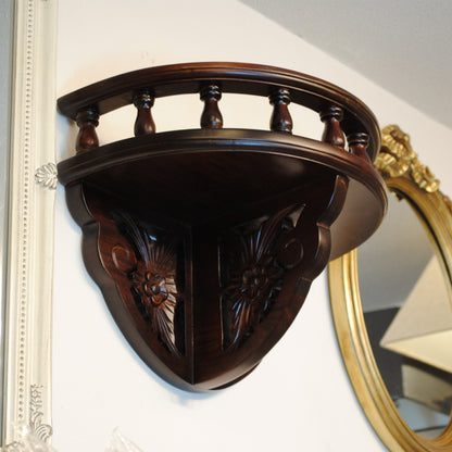 ウォールシェルフ 壁掛け棚 おしゃれ 英国アンティーク調 木製 マホガニー アンティーク風家具 雑貨 クラシック アンティーク調 117020